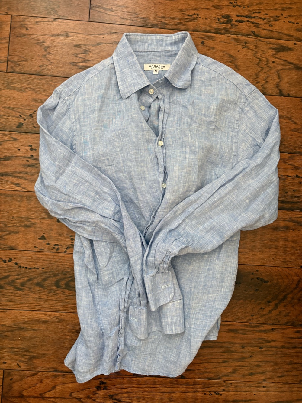 Mogador Anacapri Blue linen button down, made in Italy
